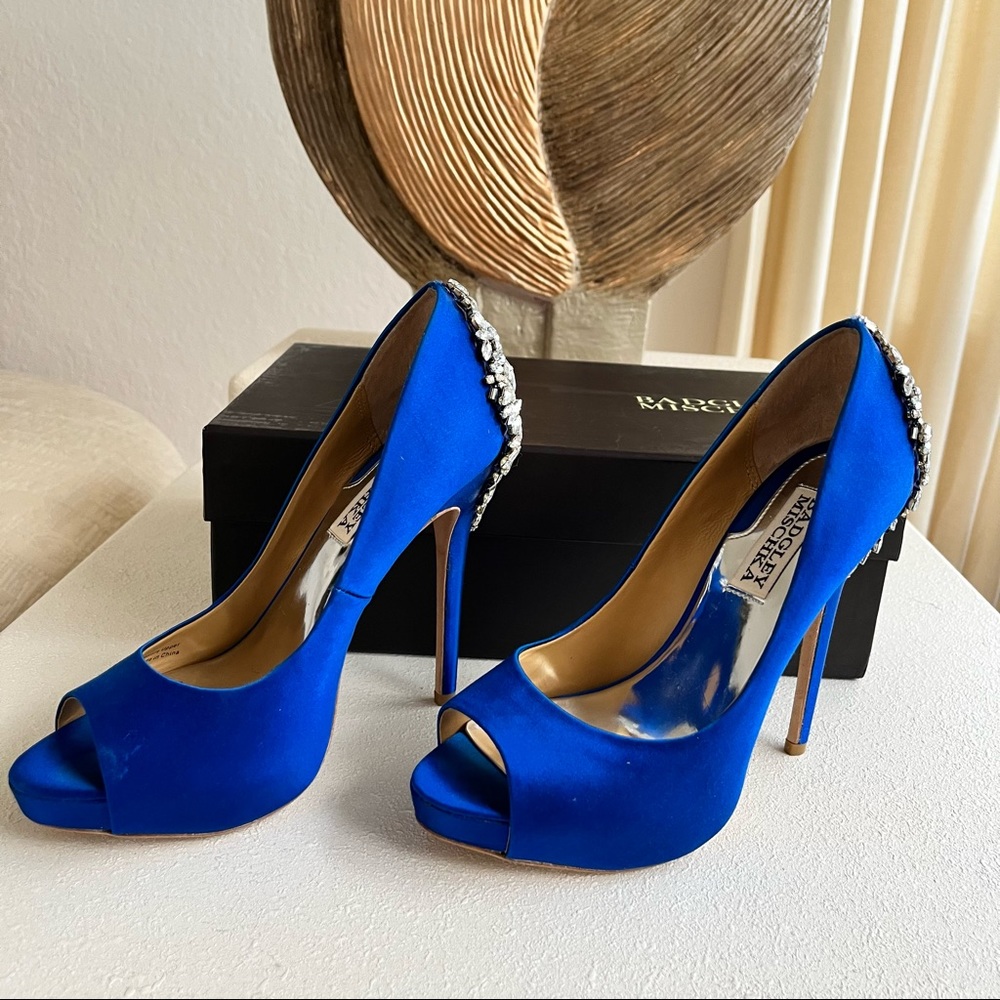 Badgley Mischka Kiara Embellished Peep-Toe Evening Pumps